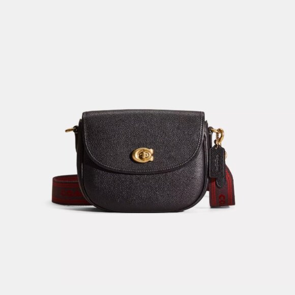 COACH Willow Saddle Bag Crossbody Black Two Straps - Picture 2 of 4